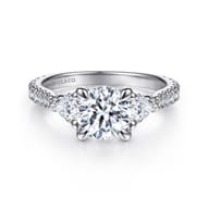 Taryn - 14K White Gold Round 3 Stone Diamond Engagement Ring