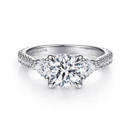 Taryn - 14K White Gold Round 3 Stone Diamond Engagement Ring