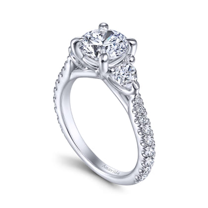 Taryn - 14K White Gold Round 3 Stone Diamond Engagement Ring