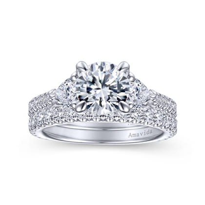 Taryn - 14K White Gold Round 3 Stone Diamond Engagement Ring