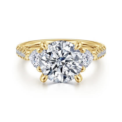 Taryn - 14K Yellow Gold Round 3 Stone Diamond Engagement Ring