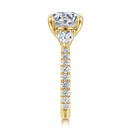 Taryn - 14K Yellow Gold Round 3 Stone Diamond Engagement Ring