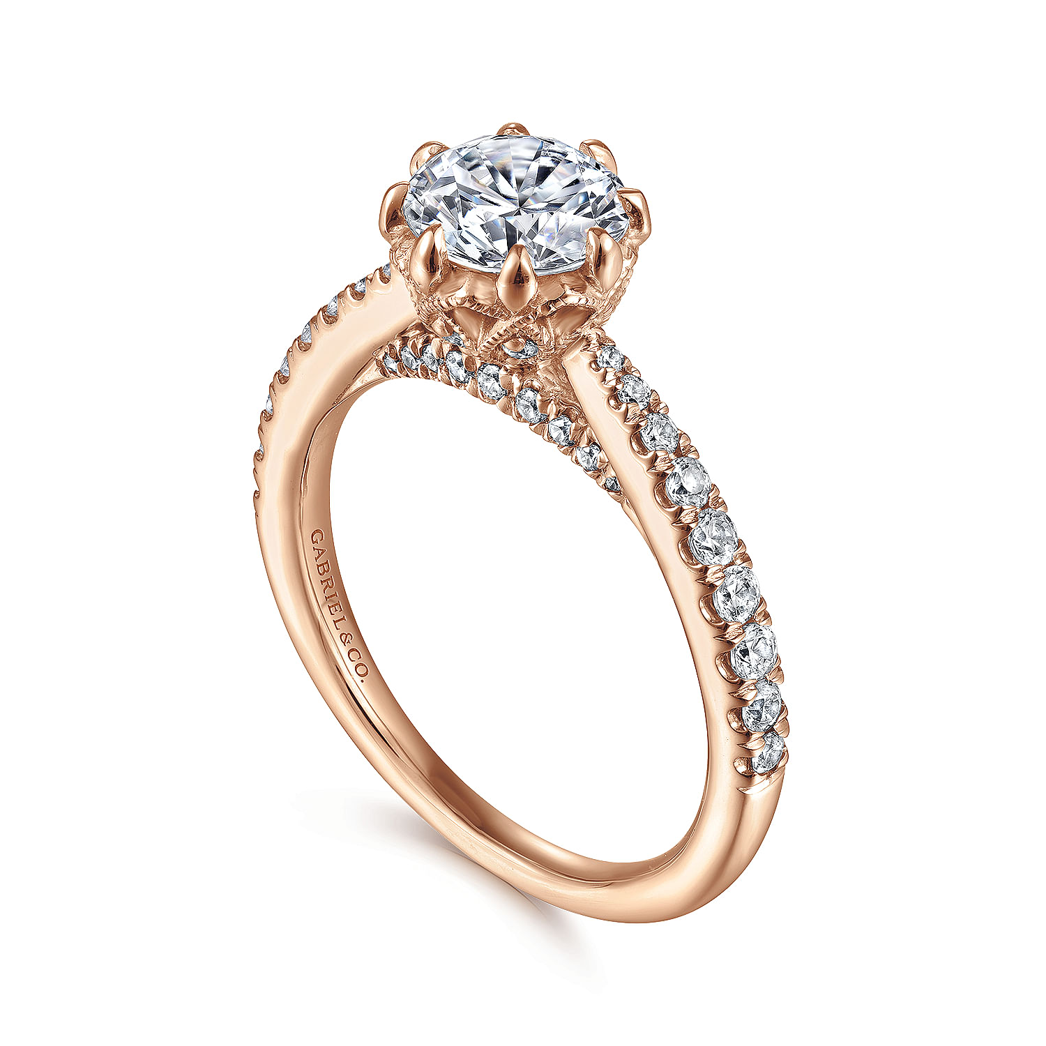 Tasha - 14K Rose Gold Round Diamond Engagement Ring - 0.38 ct - Shot 3