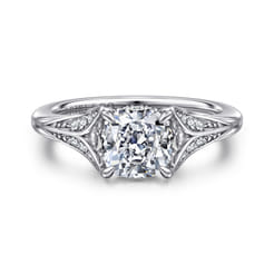 Taye - 14K White Gold Split Shank Cushion Cut Diamond Engagement Ring