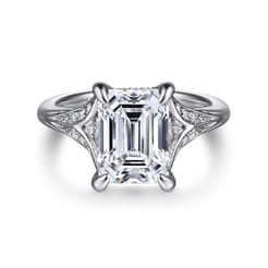 Taye - 14K White Gold Split Shank Emerald Cut Diamond Engagement Ring
