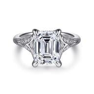 Taye - 14K White Gold Split Shank Emerald Cut Diamond Engagement Ring
