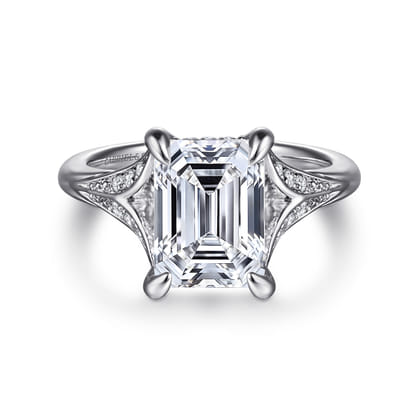 Taye - 14K White Gold Split Shank Emerald Cut Diamond Engagement Ring