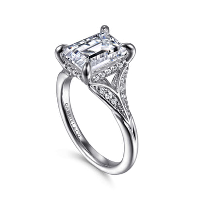 Taye - 14K White Gold Split Shank Emerald Cut Diamond Engagement Ring