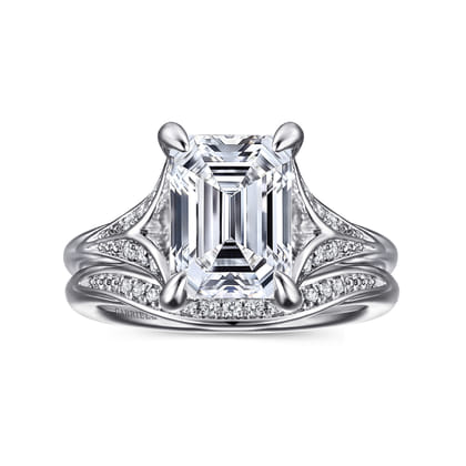 Taye - 14K White Gold Split Shank Emerald Cut Diamond Engagement Ring