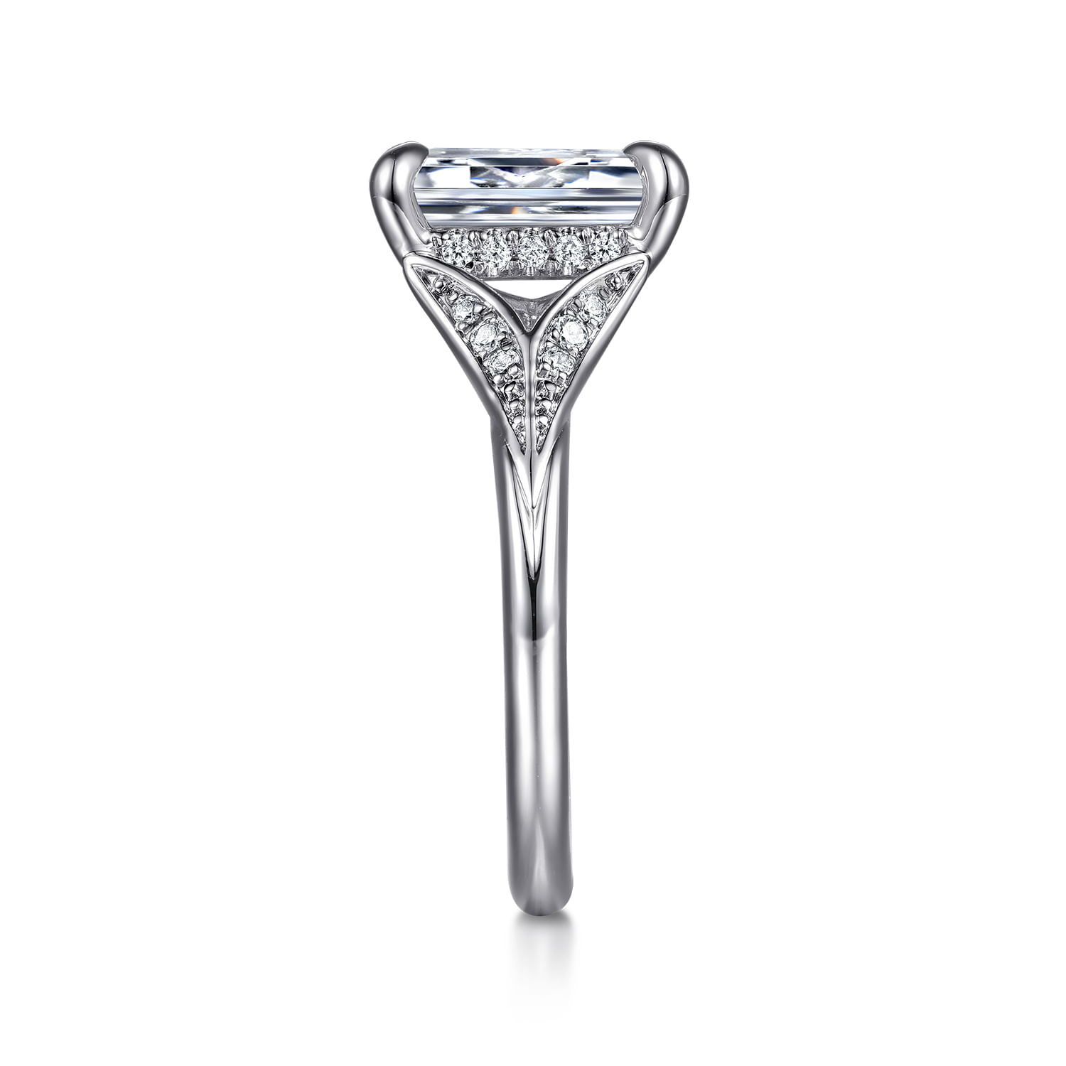 Taye - 14K White Gold Split Shank Emerald Cut Diamond Engagement Ring