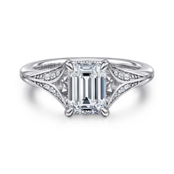 Taye - 14K White Gold Split Shank Emerald Cut Diamond Engagement Ring