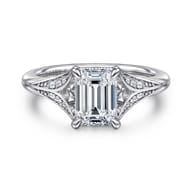 Taye - 14K White Gold Split Shank Emerald Cut Diamond Engagement Ring