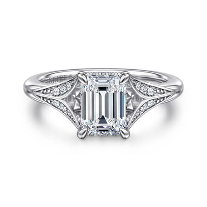 Taye - 14K White Gold Split Shank Emerald Cut Diamond Engagement Ring
