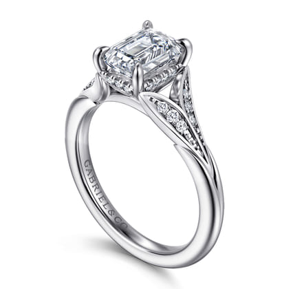 Taye - 14K White Gold Split Shank Emerald Cut Diamond Engagement Ring