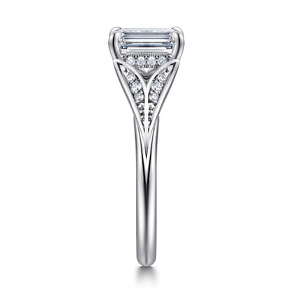 Taye - 14K White Gold Split Shank Emerald Cut Diamond Engagement Ring