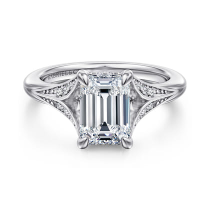 Taye - 14K White Gold Split Shank Emerald Cut Diamond Engagement Ring
