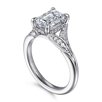 Taye - 14K White Gold Split Shank Emerald Cut Diamond Engagement Ring