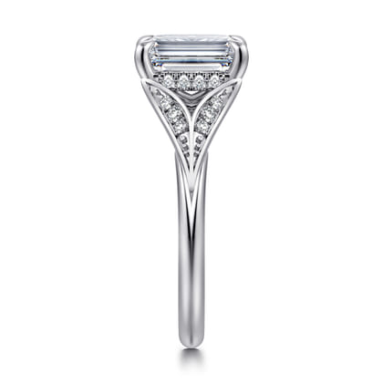 Taye - 14K White Gold Split Shank Emerald Cut Diamond Engagement Ring