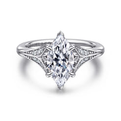 Taye - 14K White Gold Split Shank Marquise Shape Diamond Engagement Ring