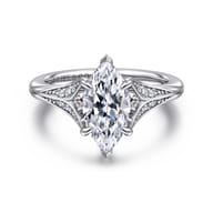 Taye - 14K White Gold Split Shank Marquise Shape Diamond Engagement Ring