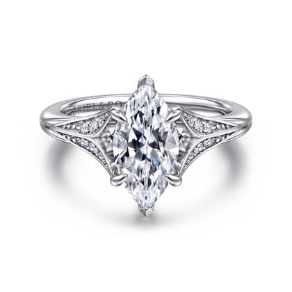 Taye - 14K White Gold Split Shank Marquise Shape Diamond Engagement Ring