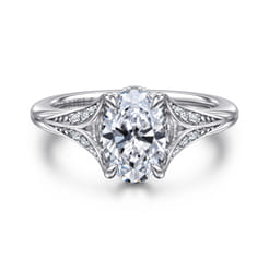 Taye - 14K White Gold Split Shank Oval Diamond Engagement Ring