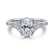 Taye - 14K White Gold Split Shank Oval Diamond Engagement Ring