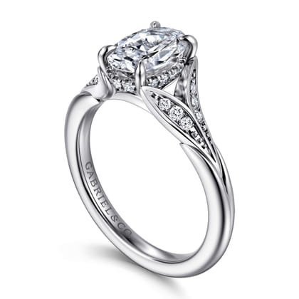Taye - 14K White Gold Split Shank Oval Diamond Engagement Ring