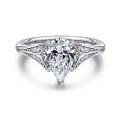 Taye - 14K White Gold Split Shank Pear Shape Diamond Engagement Ring