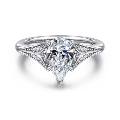 Taye - 14K White Gold Split Shank Pear Shape Diamond Engagement Ring