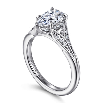 Taye - 14K White Gold Split Shank Pear Shape Diamond Engagement Ring