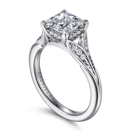 Taye - 14K White Gold Split Shank Princess Cut Diamond Engagement Ring