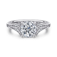 Taye - 14K White Gold Split Shank Round Diamond Engagement Ring