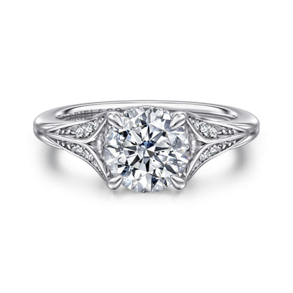 Taye - 14K White Gold Split Shank Round Diamond Engagement Ring