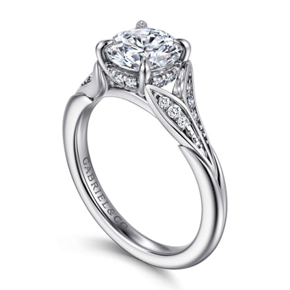 Taye - 14K White Gold Split Shank Round Diamond Engagement Ring