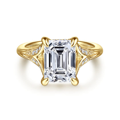 Taye - 14K Yellow Gold Split Shank Emerald Cut Diamond Engagement Ring