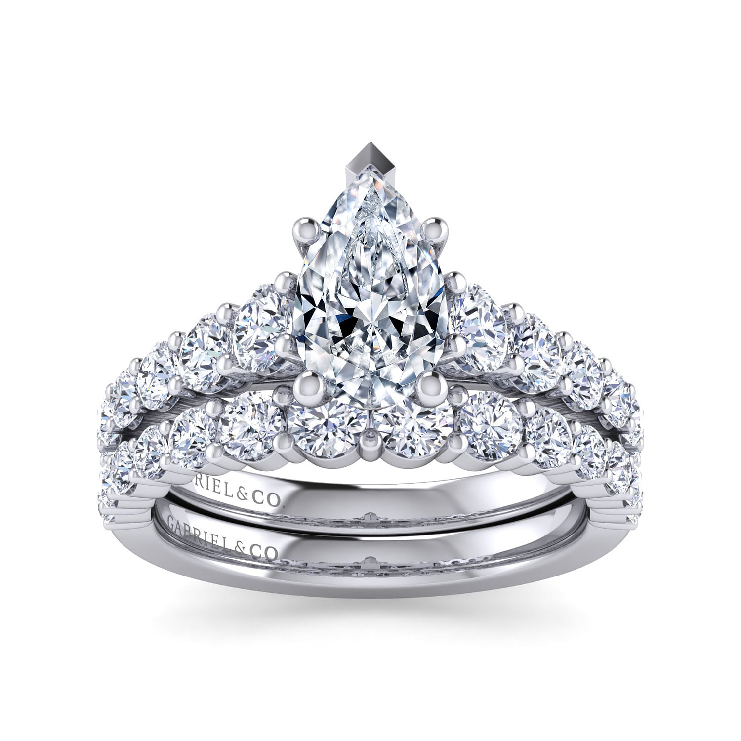 Taylor - 14K White Gold Pear Shape Diamond Engagement Ring - 0.95 ct - Shot 4