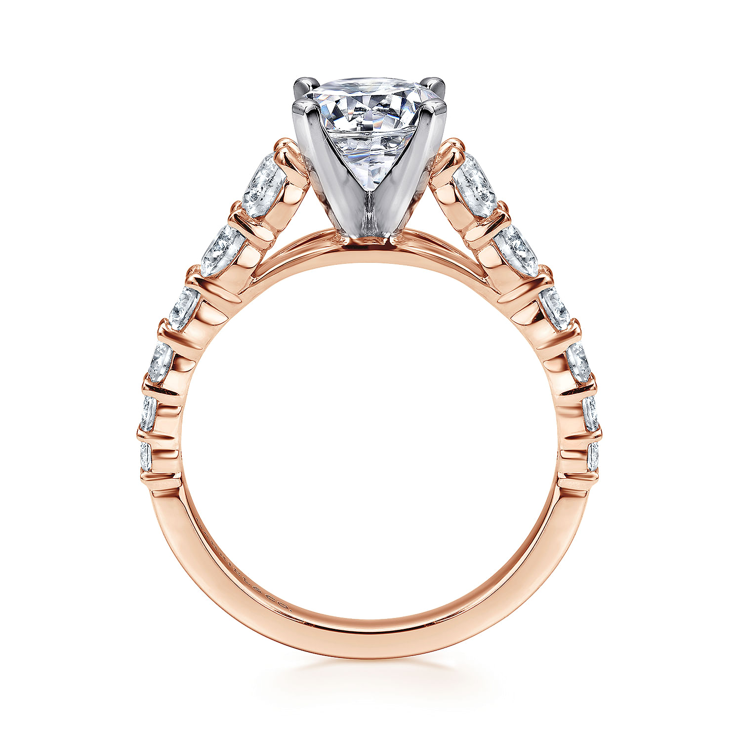Taylor - 14K White-Rose Gold Round Diamond Engagement Ring - 0.95 ct - Shot 2