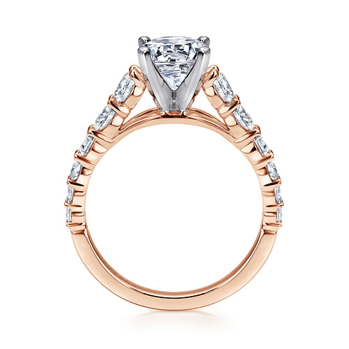 Taylor - 14K White-Rose Gold Round Diamond Engagement Ring - 0.95 ct - Shot 2