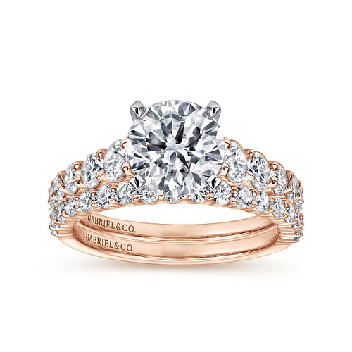 Taylor - 14K White-Rose Gold Round Diamond Engagement Ring - 0.95 ct - Shot 4