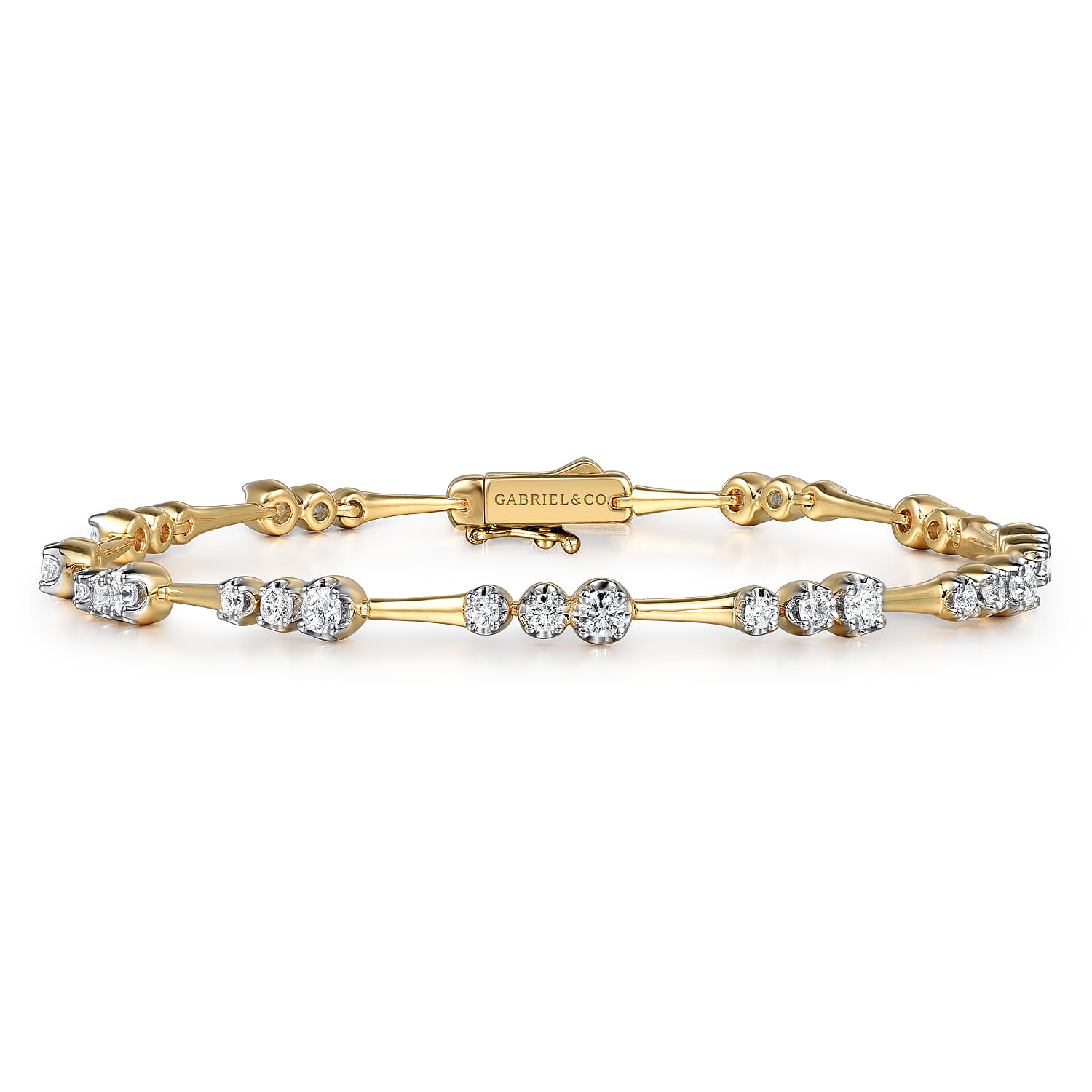 14k Yellow Gold Contemporary Tennis Bracelet. SKU: TB4965Y45JJ