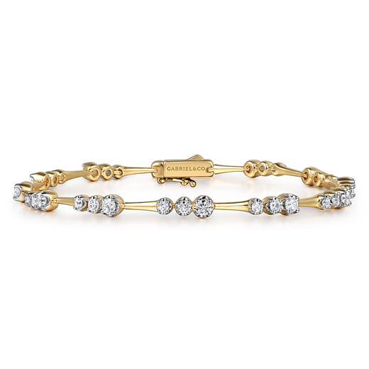 Bracelet Tennis Or Jaune 14k Avec Diamants - Rivière Diamant Neuve Avec étiquettes