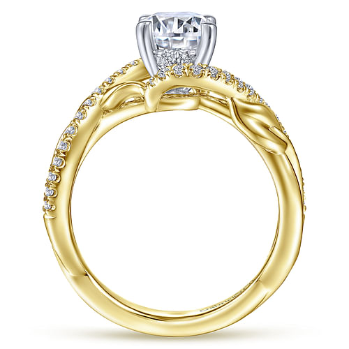 Tennison - 14K White-Yellow Gold Round Diamond Bypass Engagement Ring - 0.25 ct - Shot 2