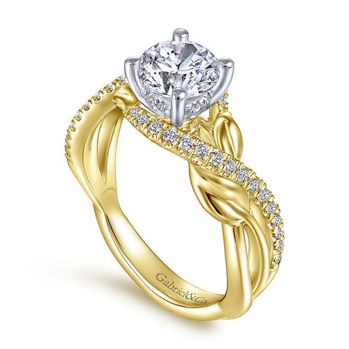 Tennison - 14K White-Yellow Gold Round Diamond Bypass Engagement Ring - 0.25 ct - Shot 3