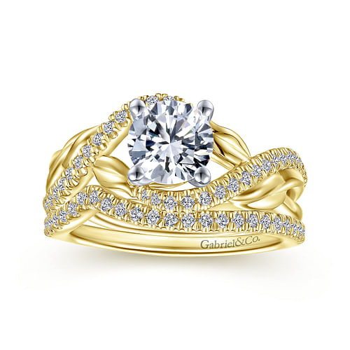 Tennison - 14K White-Yellow Gold Round Diamond Bypass Engagement Ring - 0.25 ct - Shot 4