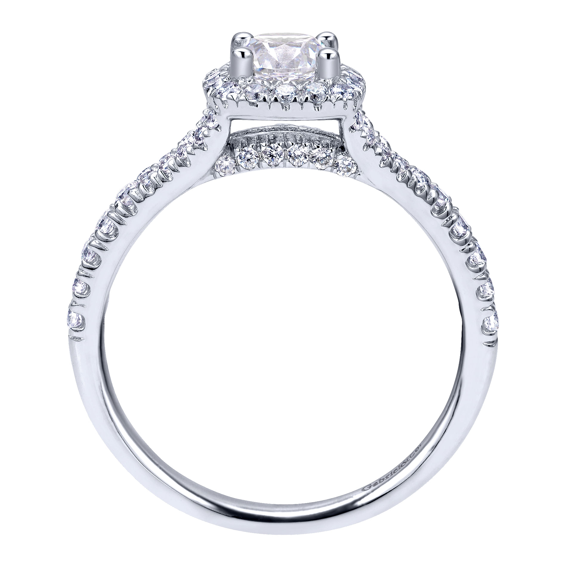 Terra - 14K White Gold Round Halo Diamond Engagement Ring - 0.39 ct - Shot 2