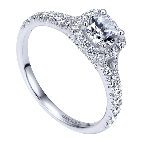 Terra - 14K White Gold Round Halo Diamond Engagement Ring - 0.39 ct - Shot 3