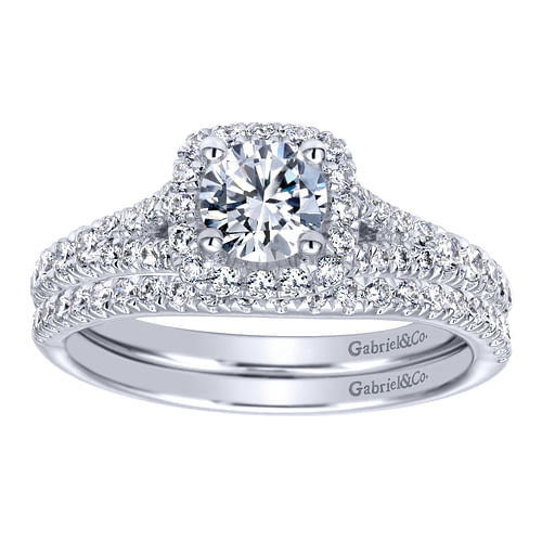 Terra - 14K White Gold Round Halo Diamond Engagement Ring - 0.39 ct - Shot 4