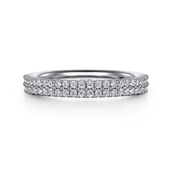 14K White Gold Double Row Diamond Anniversary Band