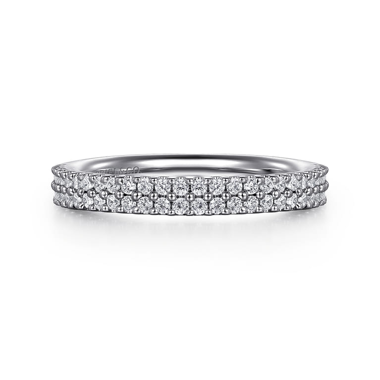 Fancy Wedding Ring in 14k White Gold with Round Natural Diamond at Gabriel & Co. - Shot 1